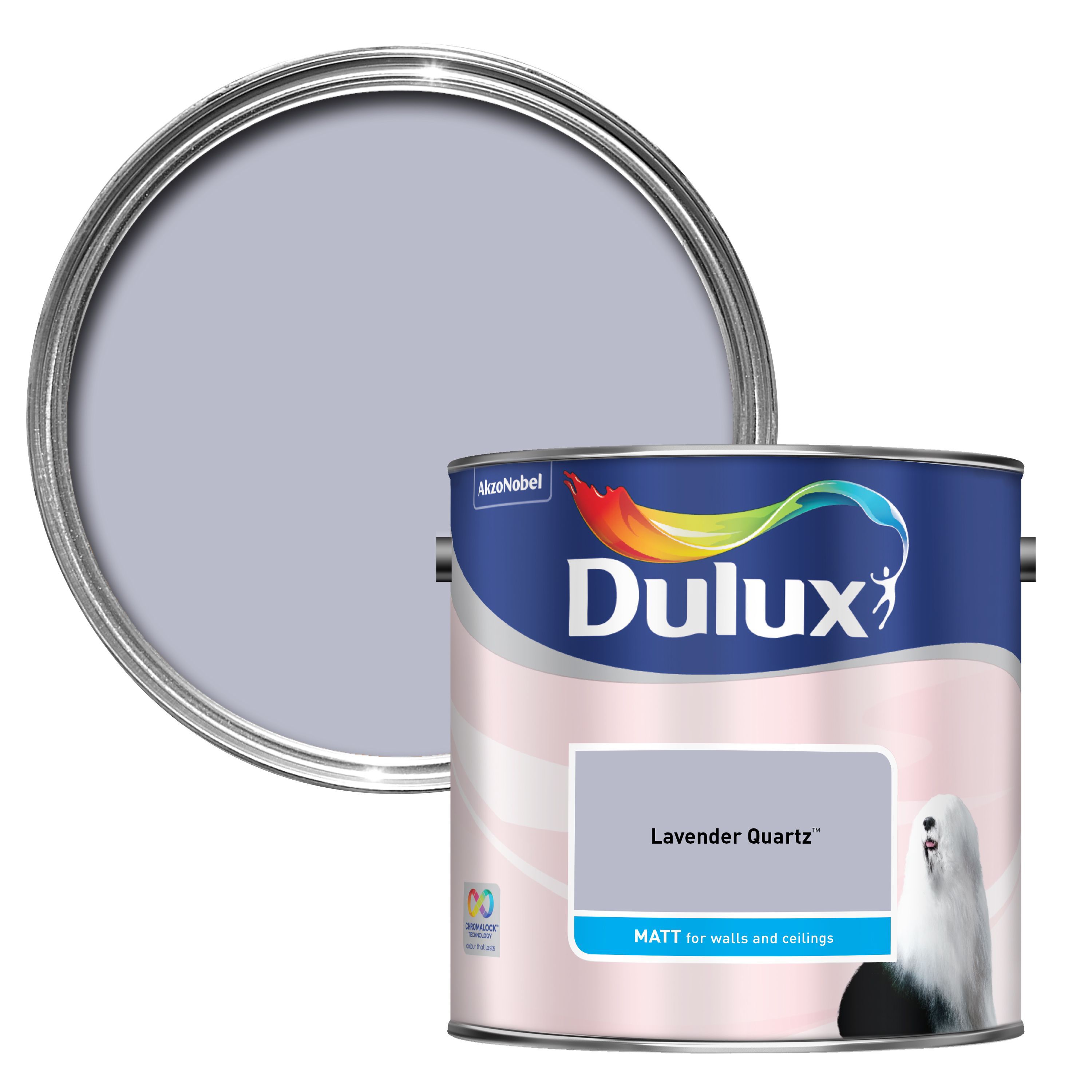 Buy Dulux Walls & Ceilings Lavender Quartz Matt Emulsion Paint, 2.5L ...