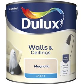 Dulux Walls & ceilings Magnolia Matt Emulsion paint, 2.5L