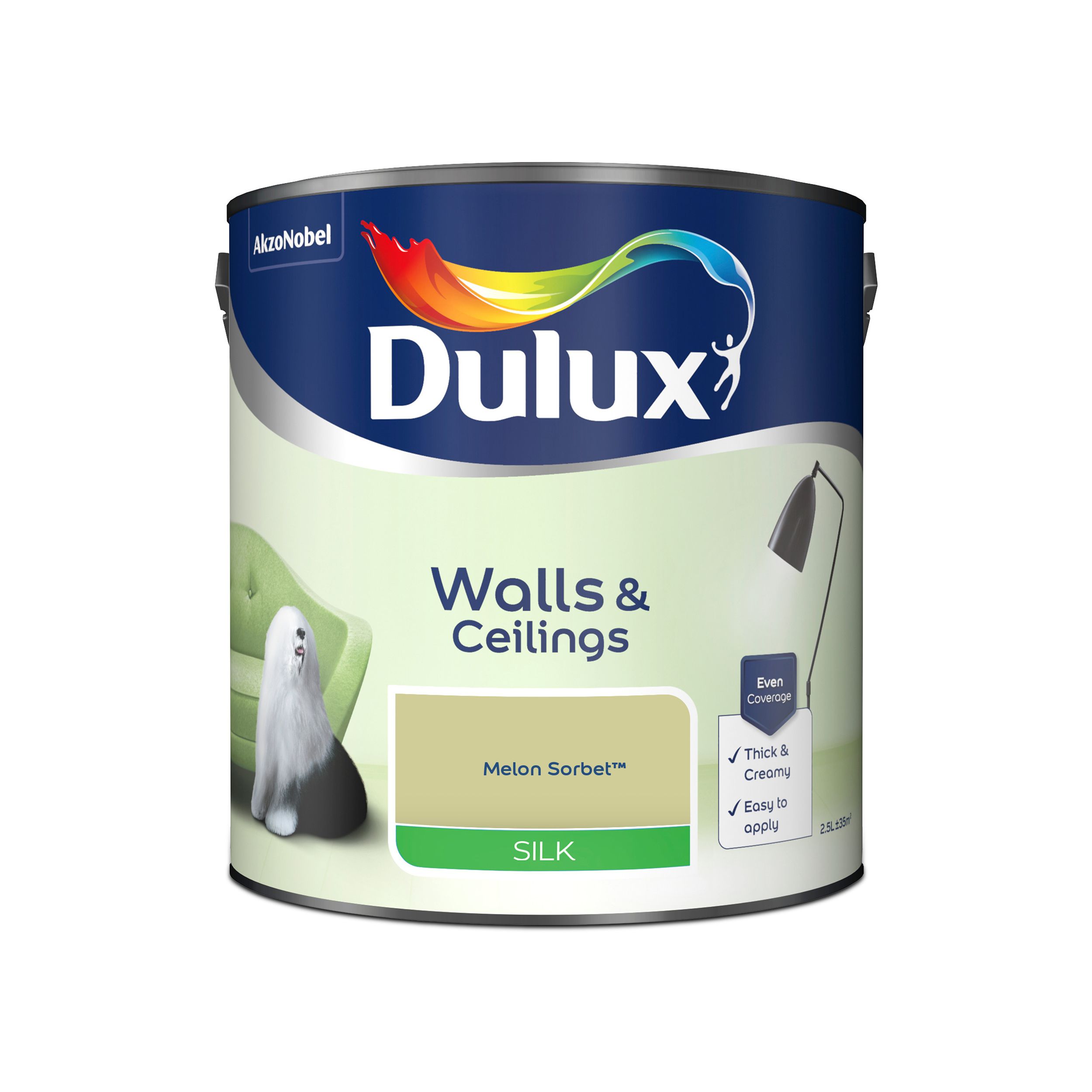 Dulux Walls & ceilings Melon sorbet Silk Emulsion paint, 2.5L