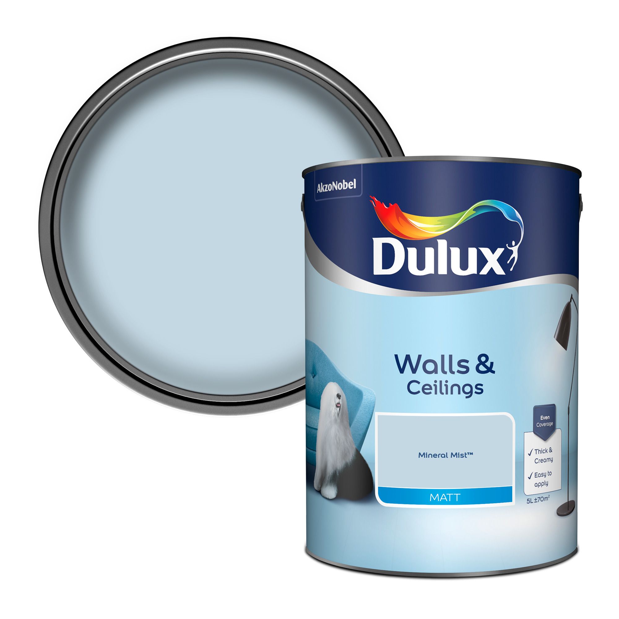 Dulux Walls & ceilings Mineral mist Matt Emulsion paint, 5L