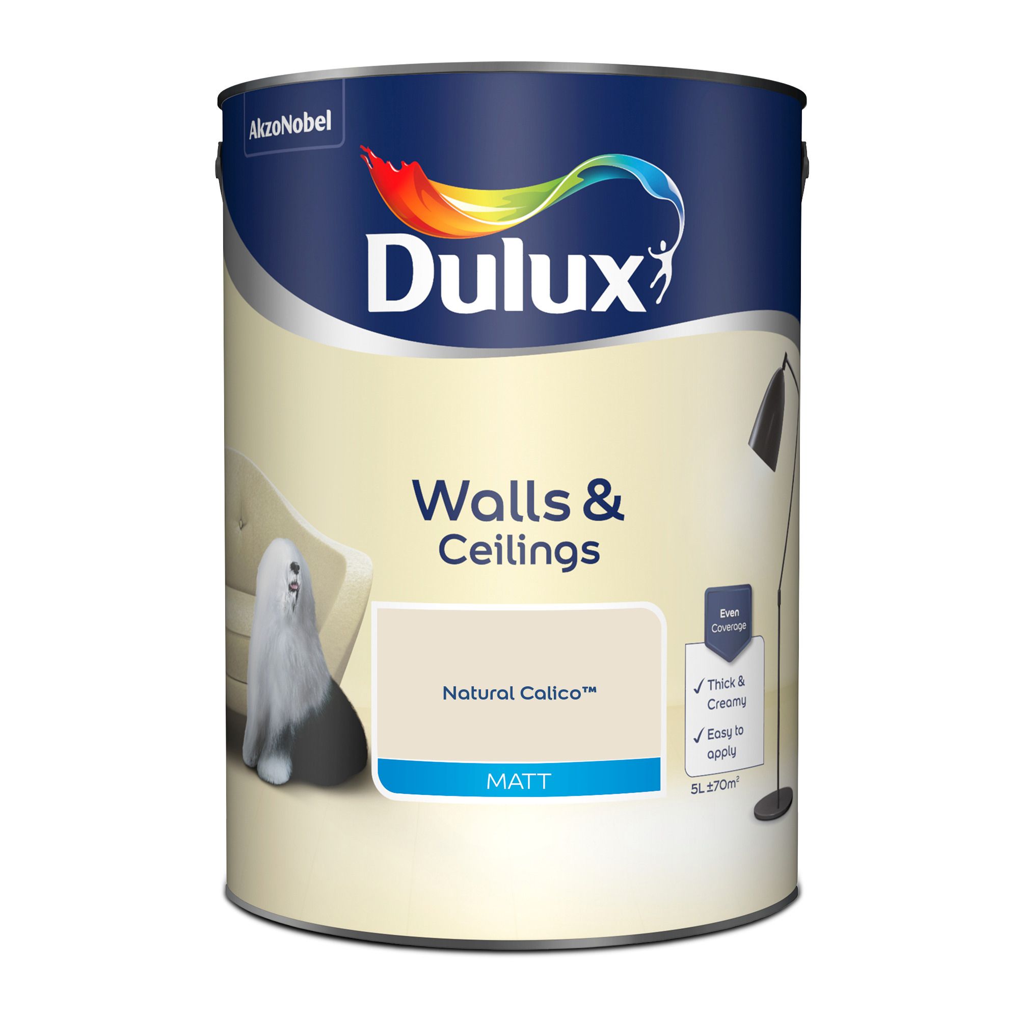 Dulux Walls & ceilings Natural calico Matt Wall & ceiling Emulsion paint, 5L