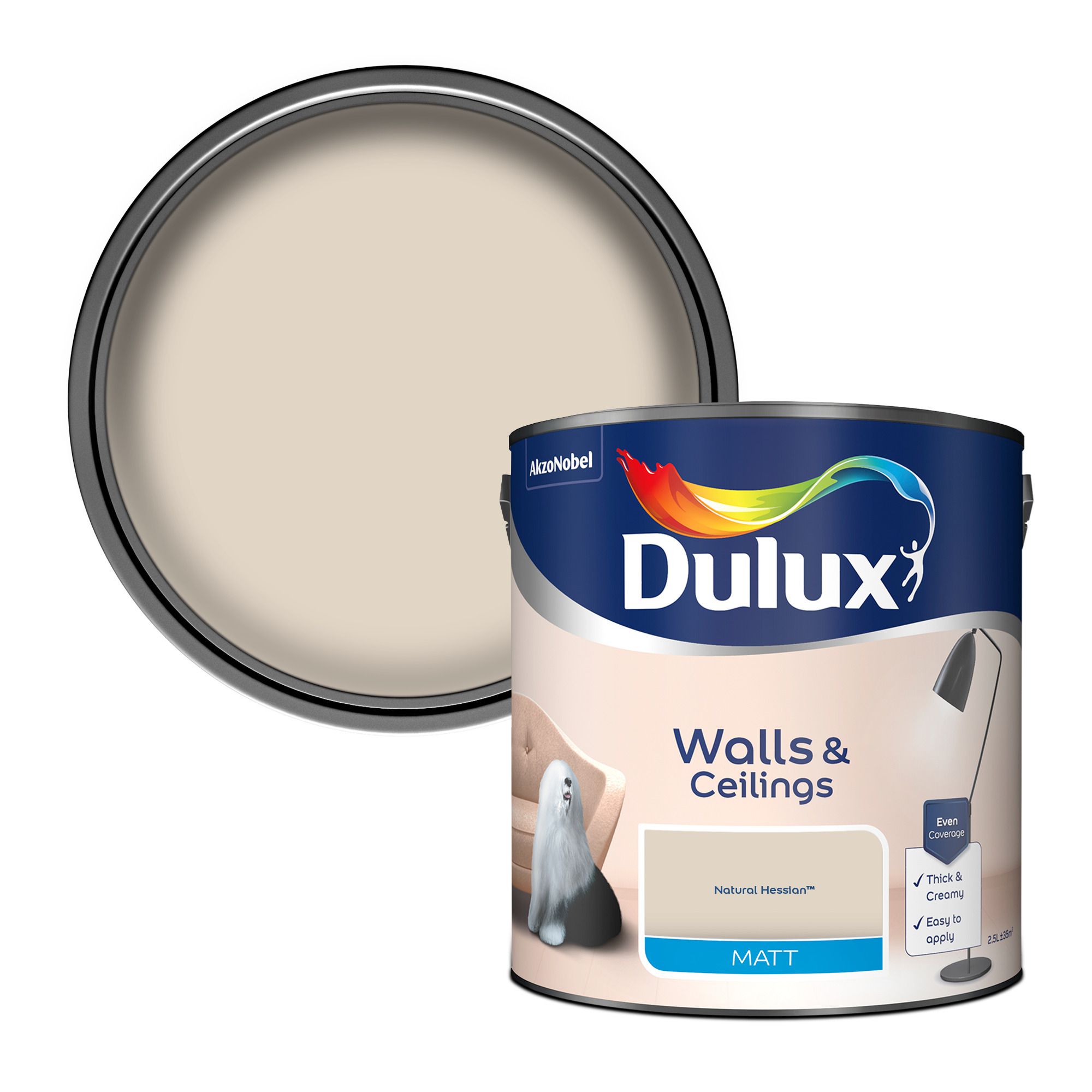 Dulux Walls & ceilings Natural hessian Matt Emulsion paint, 2.5L