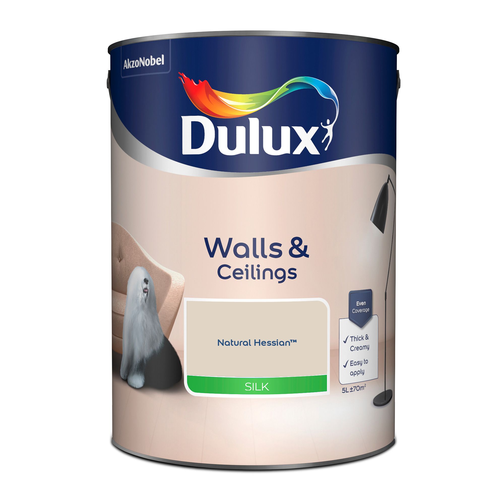 Dulux Walls & ceilings Natural hessian Silk Emulsion paint, 5L | DIY at B&Q