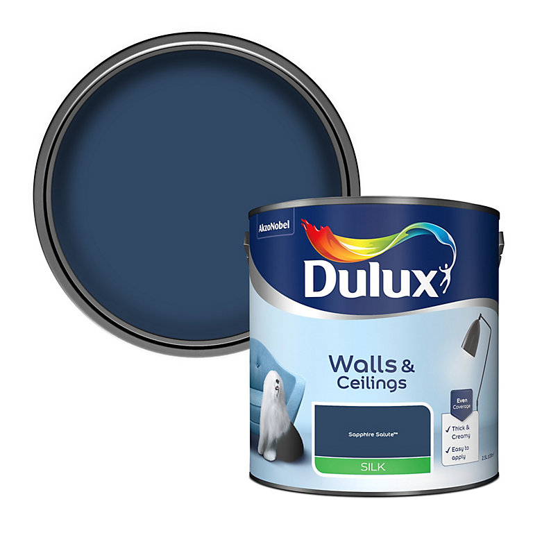 Dulux Walls & ceilings Sapphire salute Silk Emulsion paint, 2.5L | DIY at B&Q