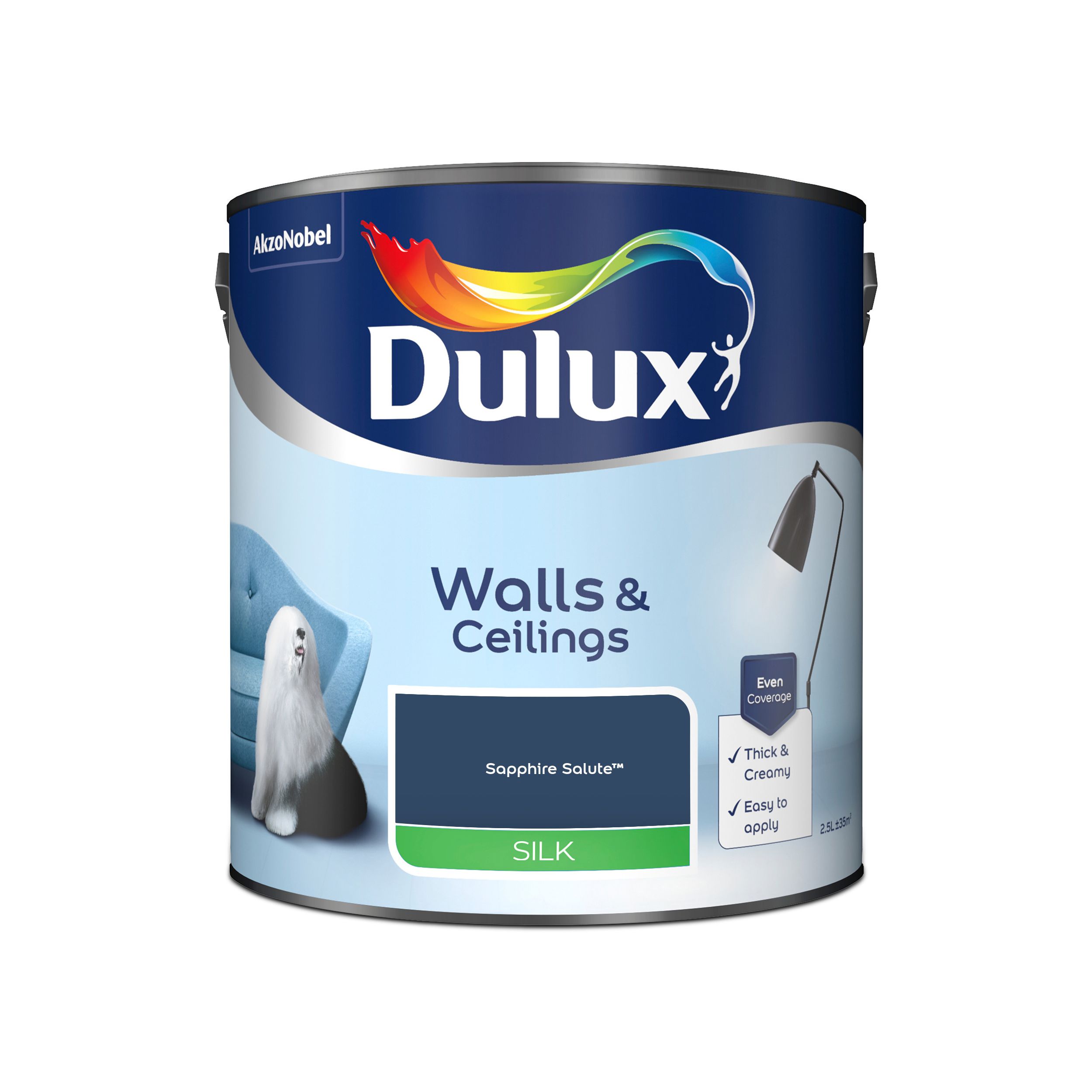 Dulux Walls & ceilings Sapphire salute Silk Emulsion paint, 2.5L