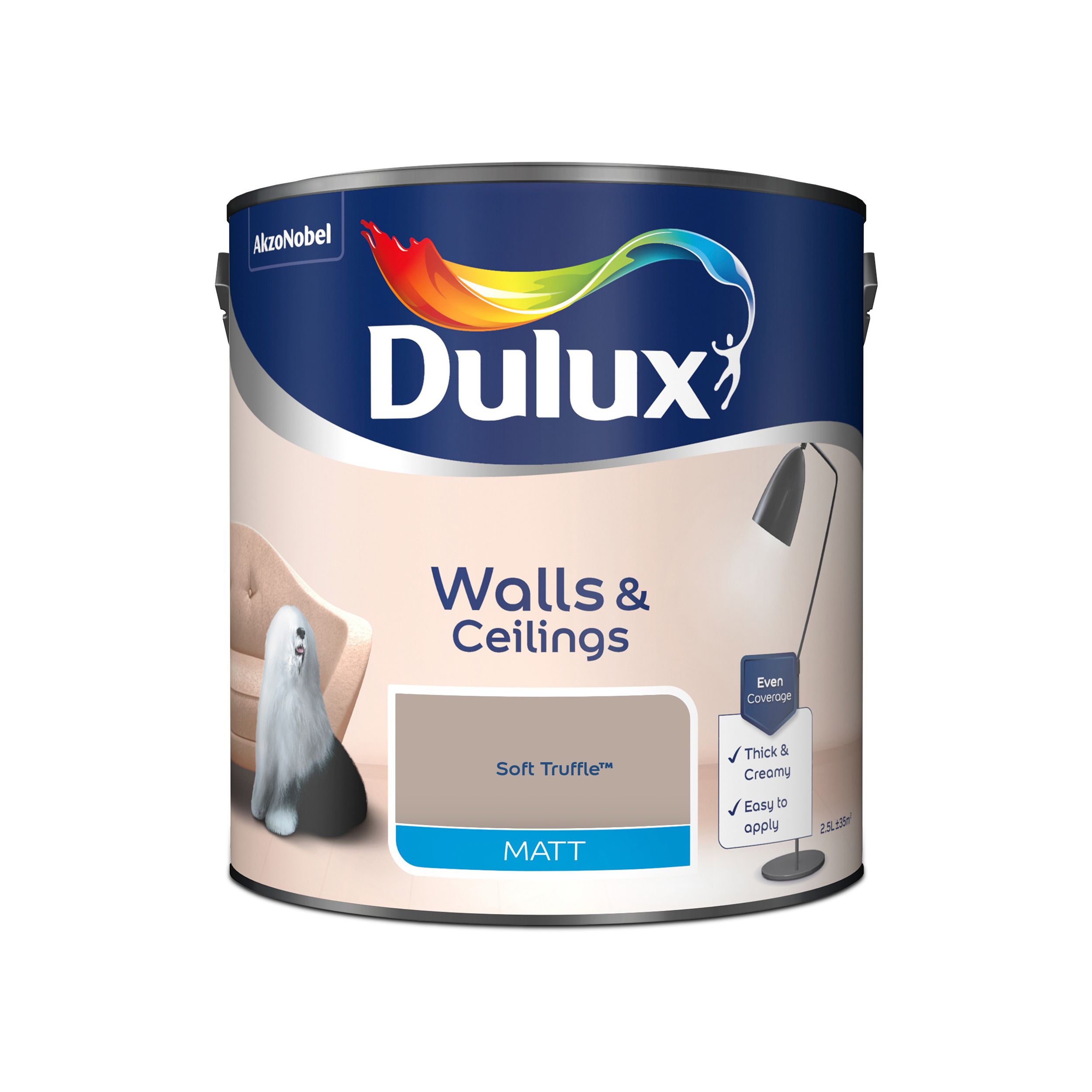 Dulux Walls & Ceilings Soft Truffle Matt Emulsion Paint, 2.5L | DIY At B&Q