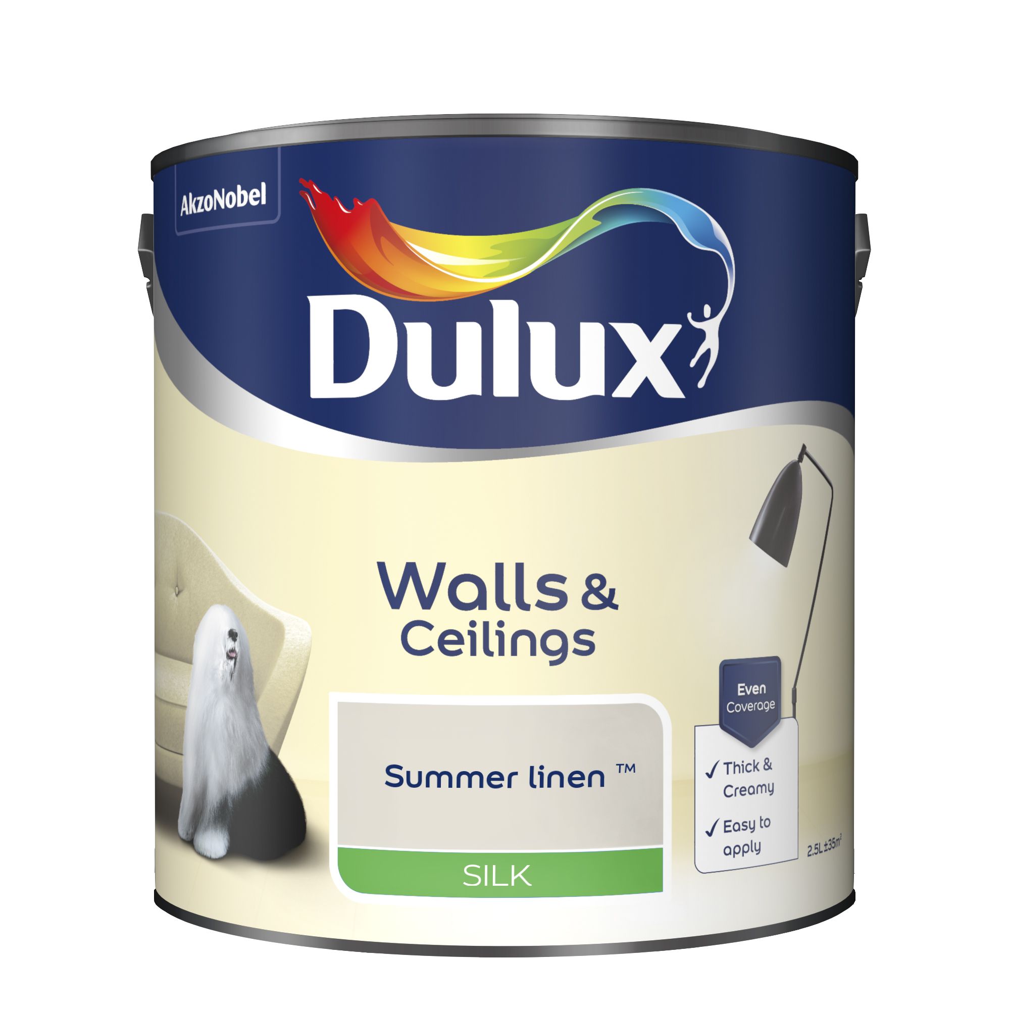 Dulux Walls & ceilings Summer linen Silk Wall & ceiling Emulsion paint, 2.5L