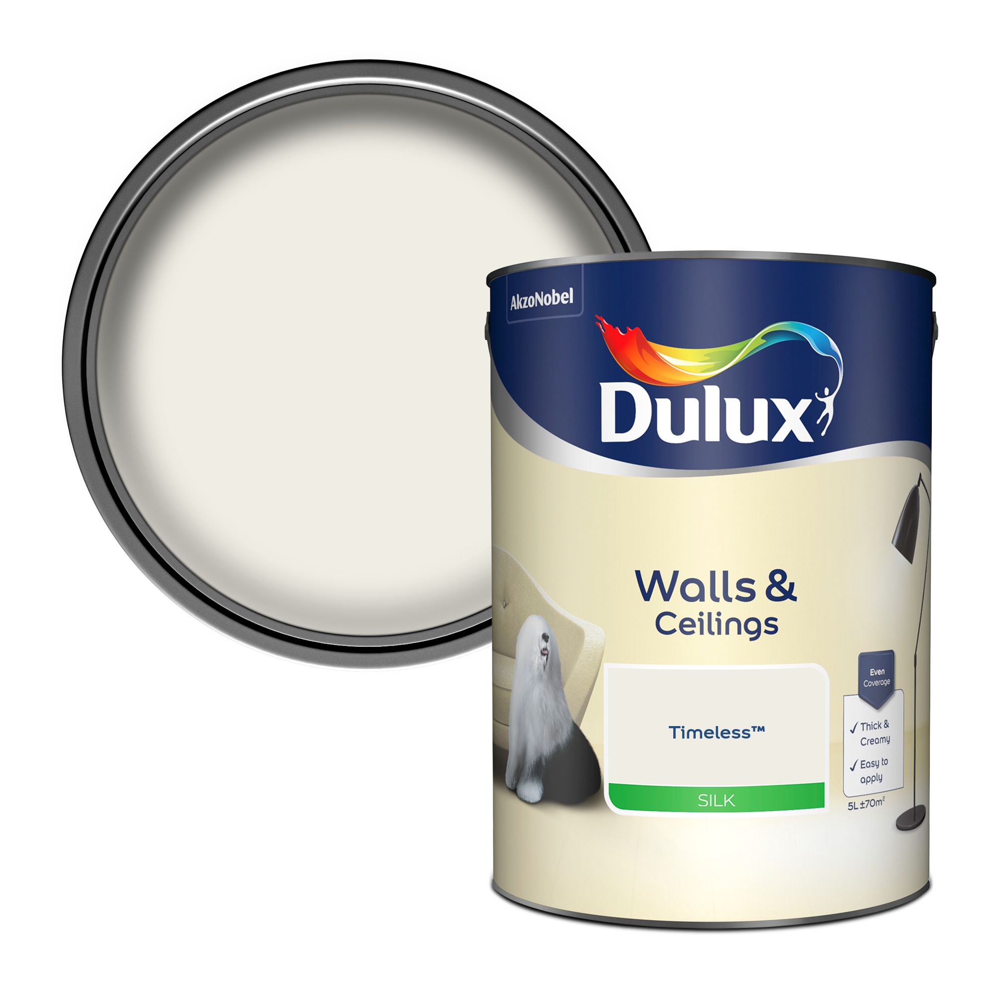 Dulux Walls & ceilings Timeless Silk Wall & ceiling Emulsion paint, 5L