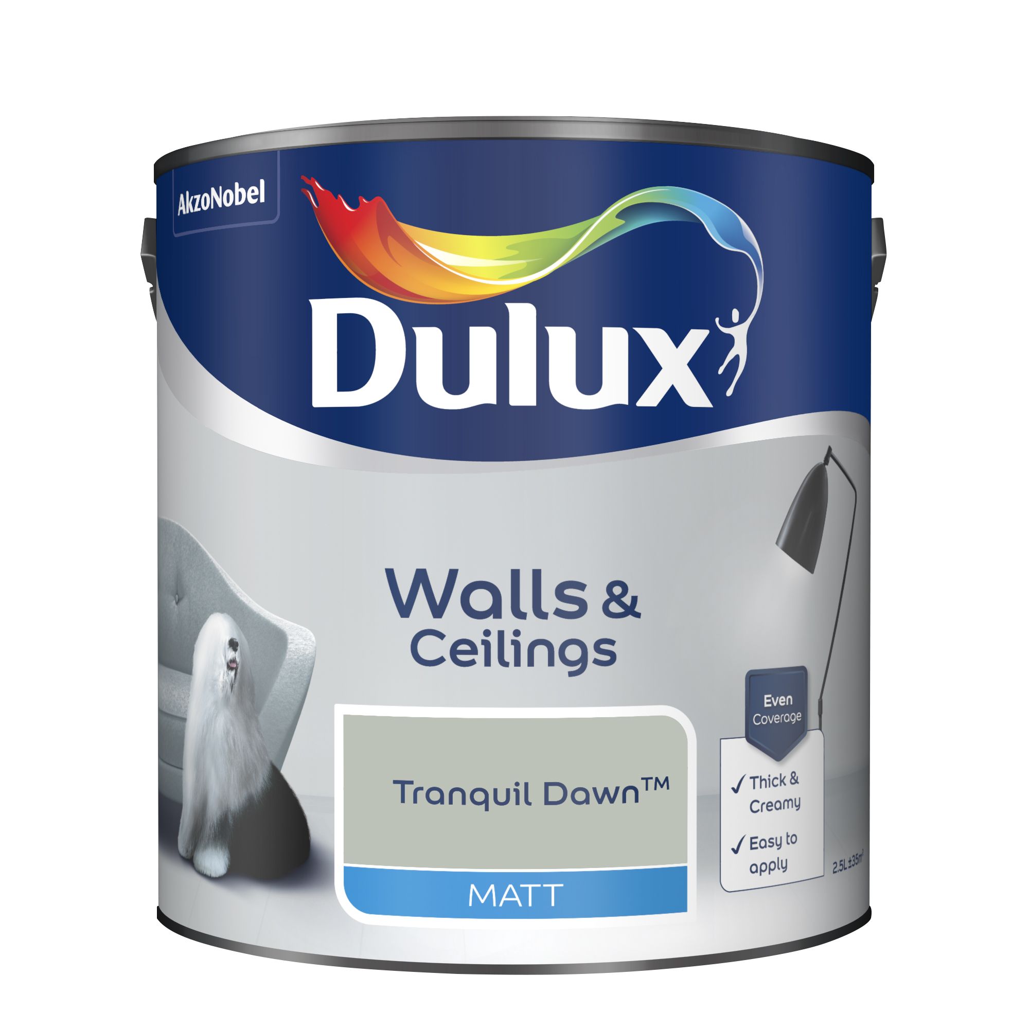 Dulux Walls & Ceilings Tranquil dawn Matt Emulsion paint, 2.5L