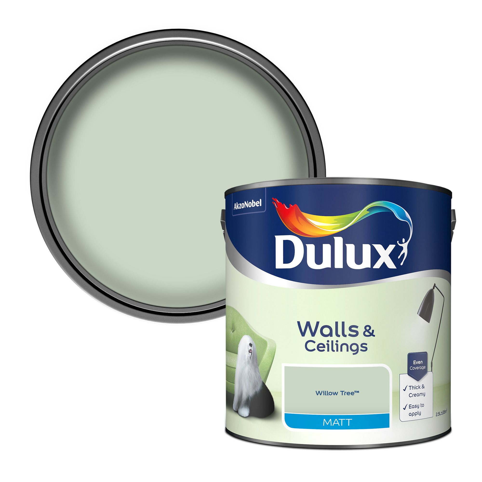 Dulux Walls & ceilings Willow tree Matt Emulsion paint, 2.5L DIY at B&Q