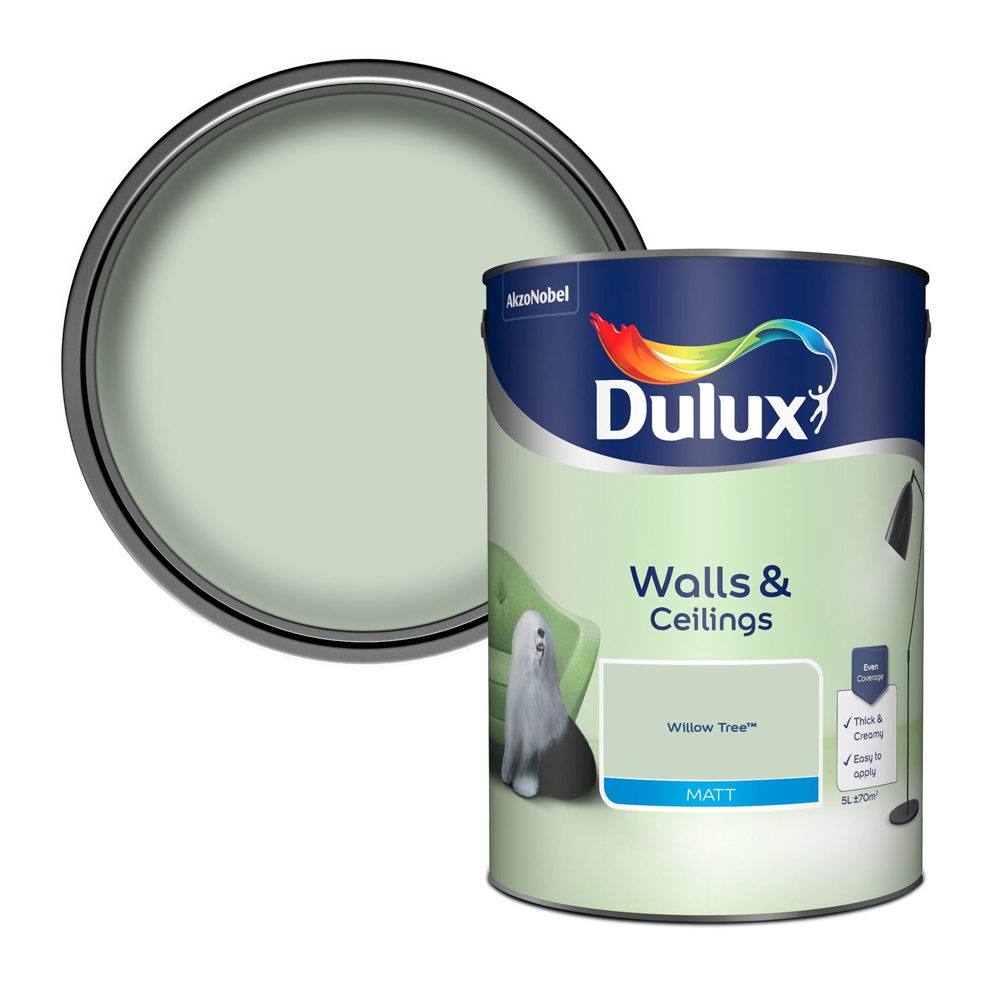 Dulux Walls & ceilings Willow tree Matt Wall & ceiling Emulsion paint, 5L