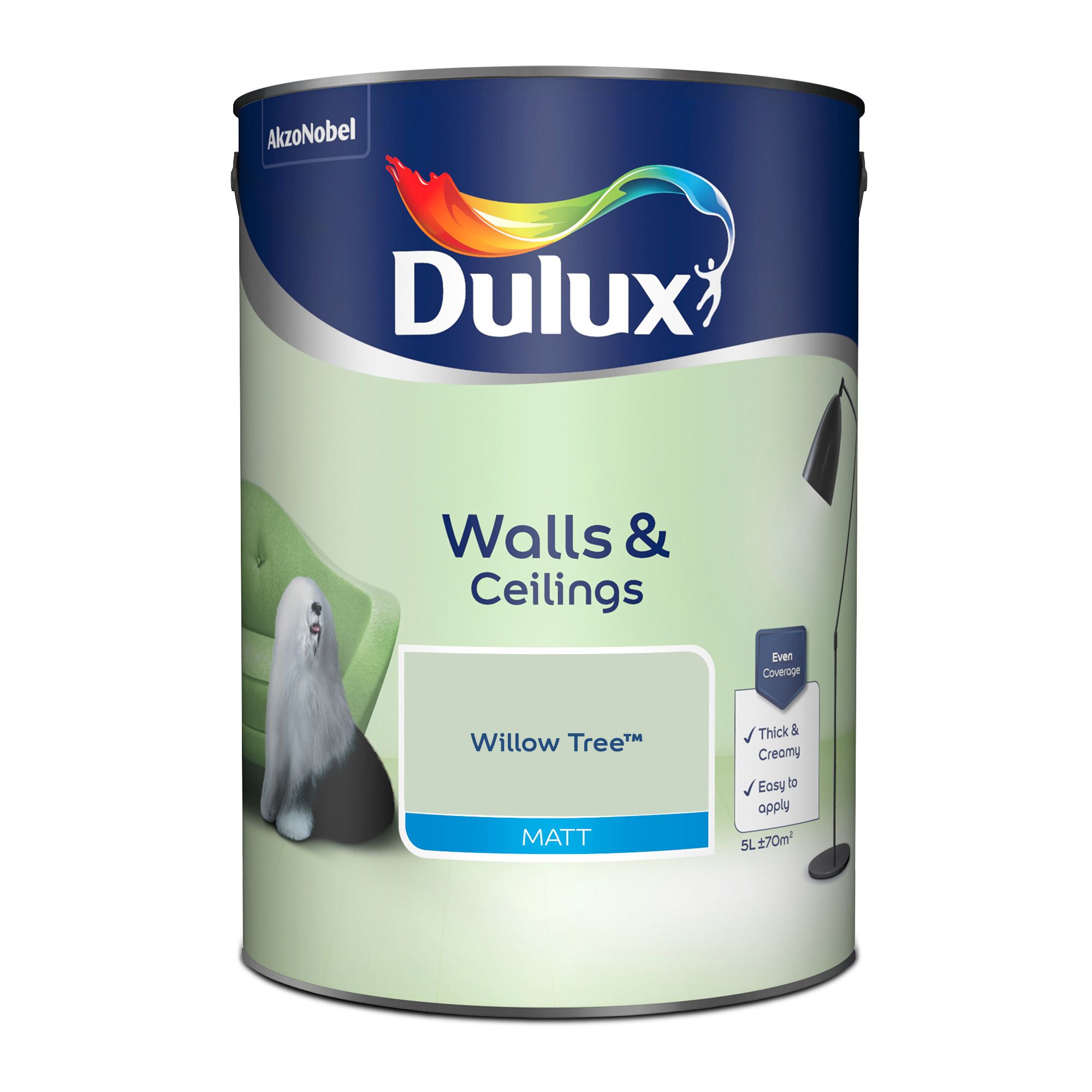 Dulux Walls & ceilings Willow tree Matt Wall & ceiling Emulsion paint, 5L