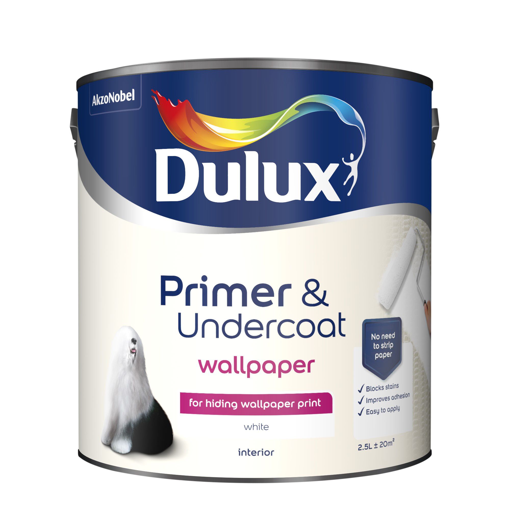 Dulux Walls White Wallpaper Primer & Undercoat, 2.5l 