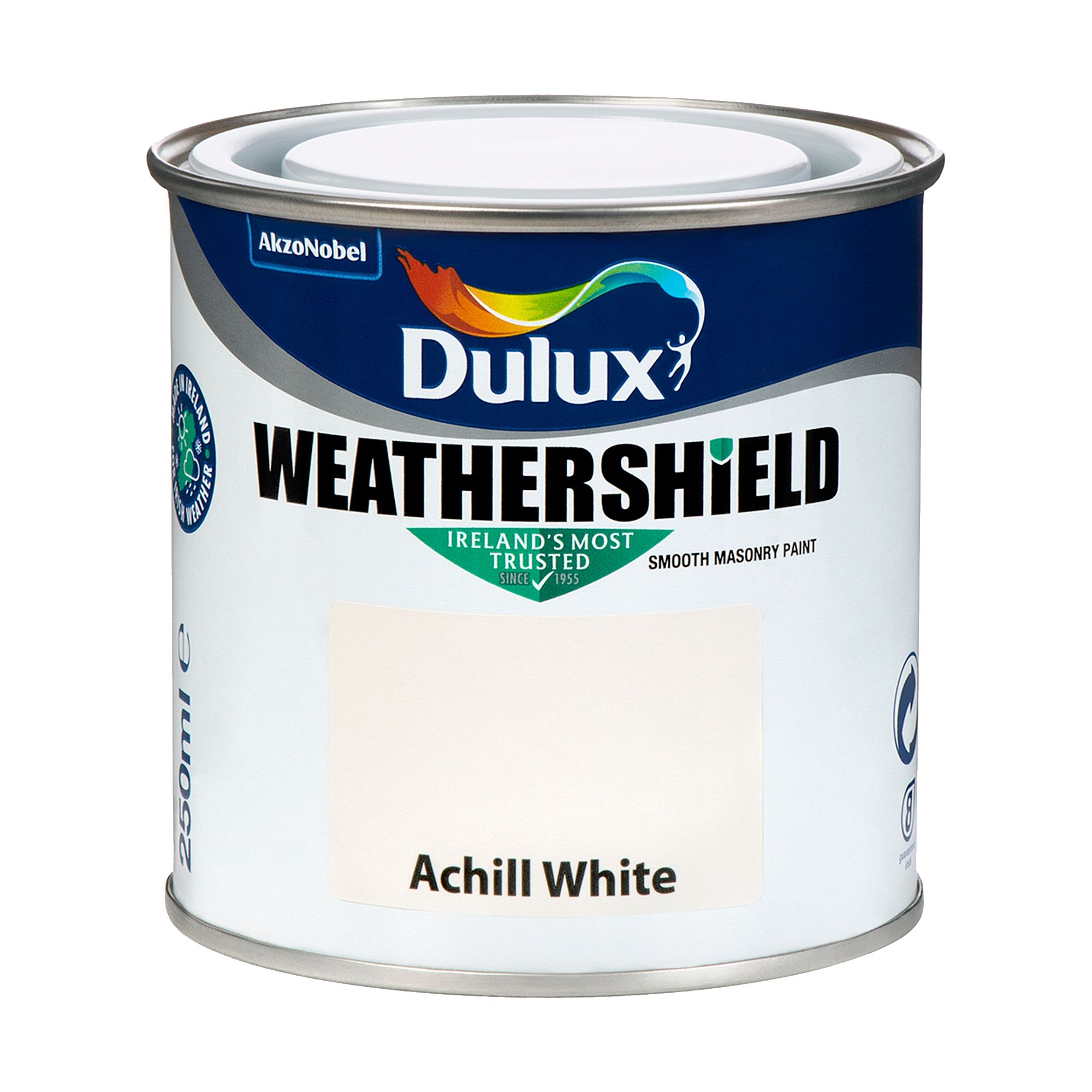 Dulux Weathershield Achill white Smooth Super matt Masonry paint, 250ml Tester pot