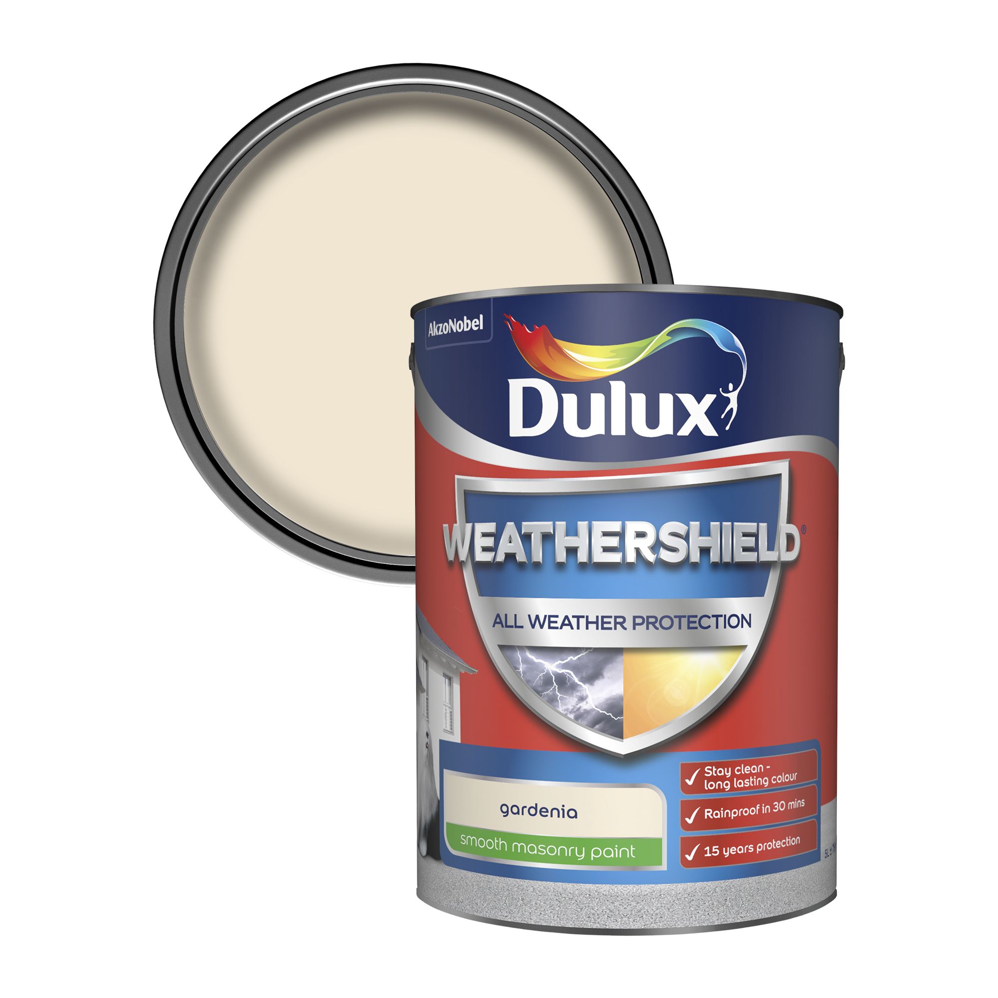Dulux Weathershield All Weather Protection Gardenia Smooth Matt Masonry Paint 5l Diy At B Q