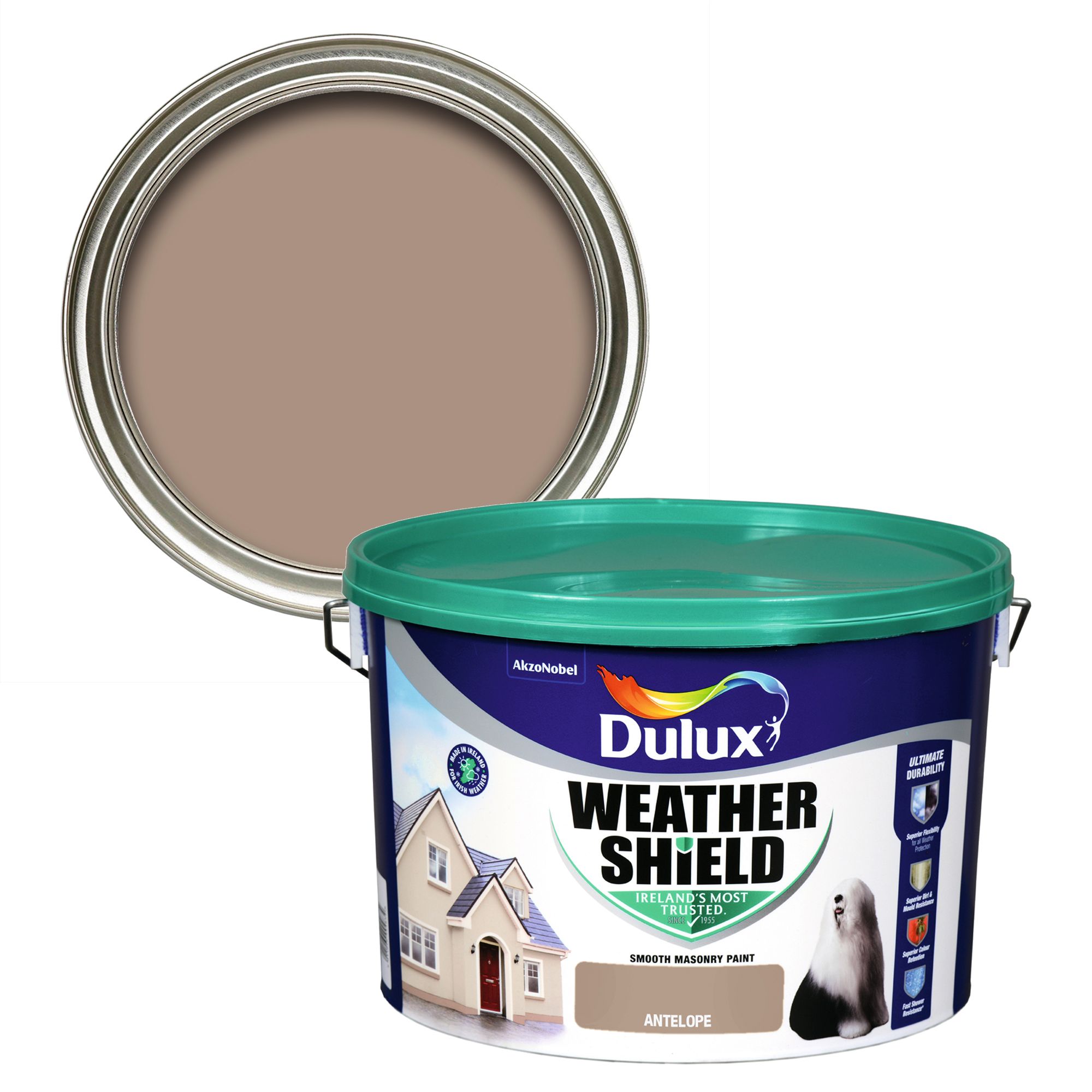 Dulux Weathershield Antelope Smooth Masonry paint, 10L Tub