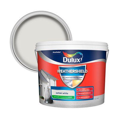 Dulux Weathershield Ashen white Matt Masonry paint, 10L