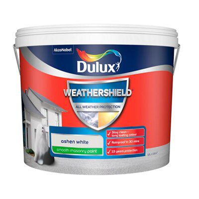 Dulux Weathershield Ashen white Matt Masonry paint, 10L