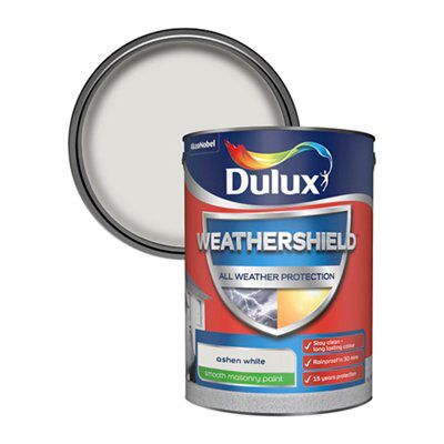 Dulux Weathershield Ashen white Matt Masonry paint, 5L