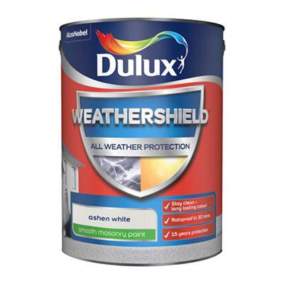 Dulux Weathershield Ashen white Matt Masonry paint, 5L