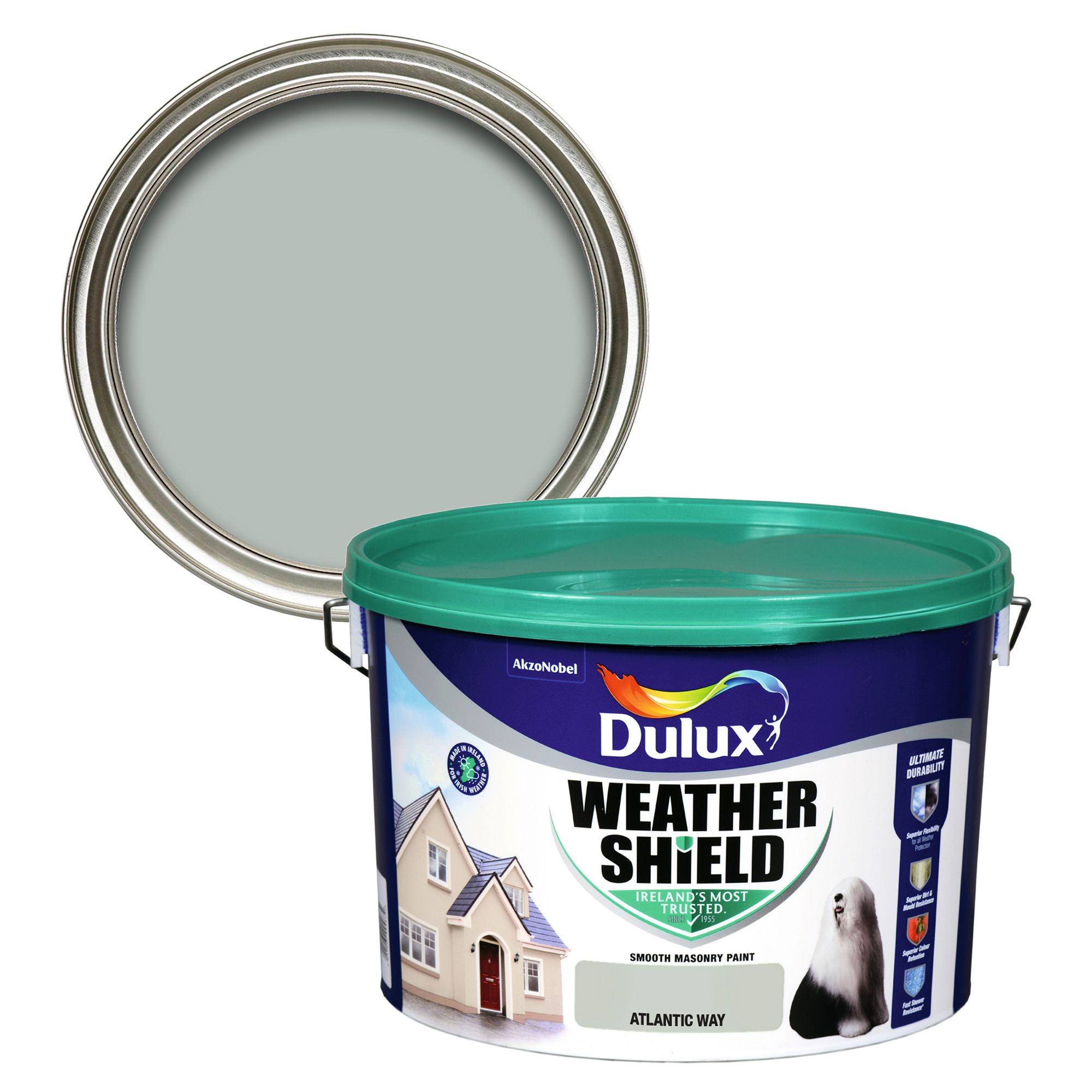 Dulux Weathershield Atlantic Way Smooth Masonry paint, 10L Tub