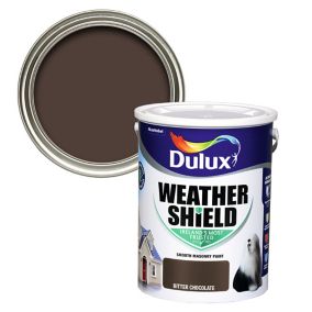 Dulux Weathershield Bitter chocolate Smooth Super matt Brown Masonry paint, 5L