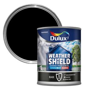 Dulux Weathershield Black Gloss Exterior Metal & wood paint, 750ml, 12m²