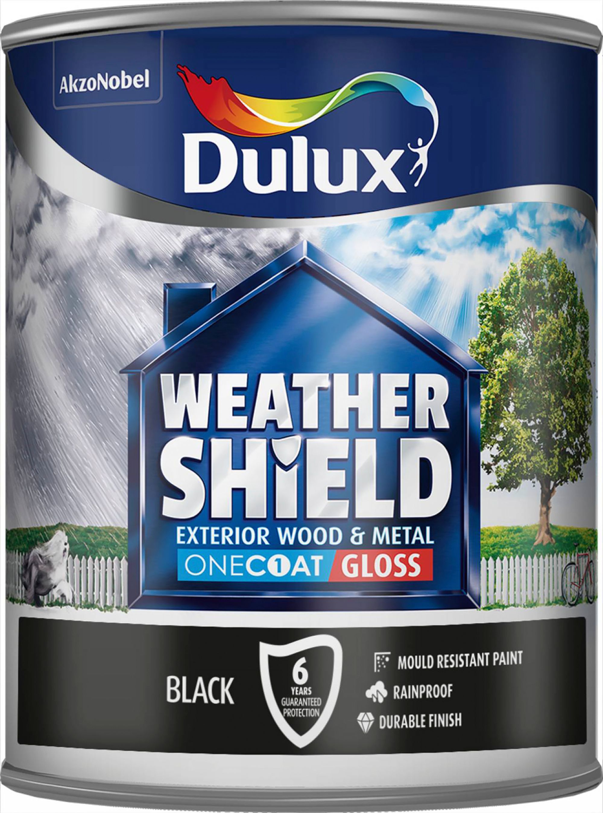 Dulux Weathershield Black Gloss Exterior Metal & wood paint, 750ml Tin