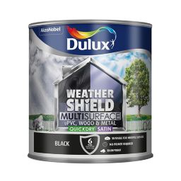 Dulux Weathershield Black Satin Multi-surface paint, 2.5L