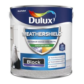 Dulux Weathershield Black Satinwood Exterior Metal & wood paint, 2.5L