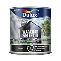 Dulux Weathershield Black Satinwood Multi-surface paint, 2.5L