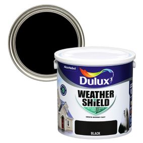 Dulux Weathershield Black Smooth Super matt Masonry paint, 2.5L