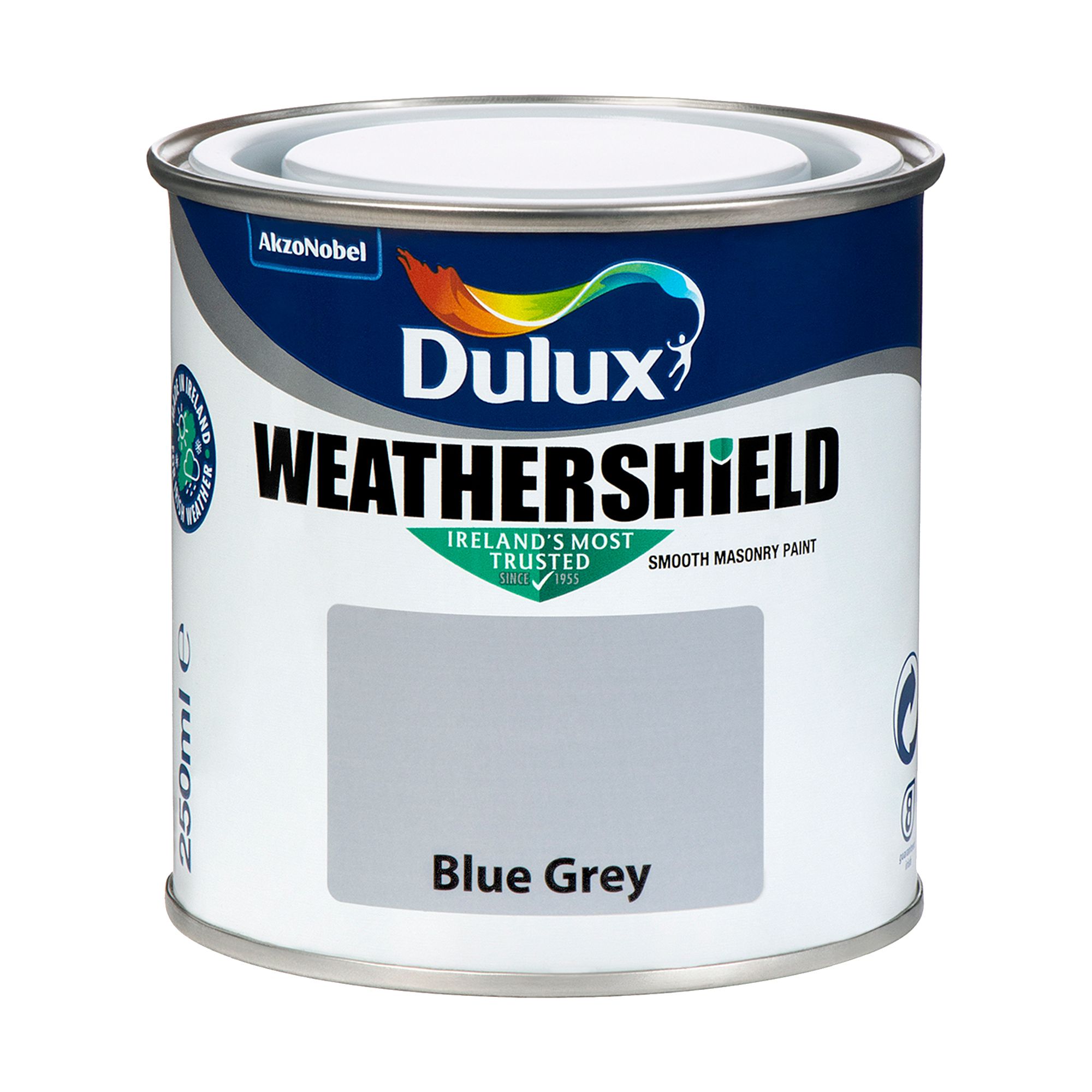 Dulux Weathershield Blue grey Smooth Super matt Masonry paint, 250ml Tester pot