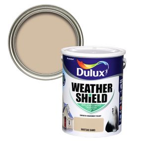 Dulux Weathershield Brittas sand Smooth Super matt Masonry paint, 5L