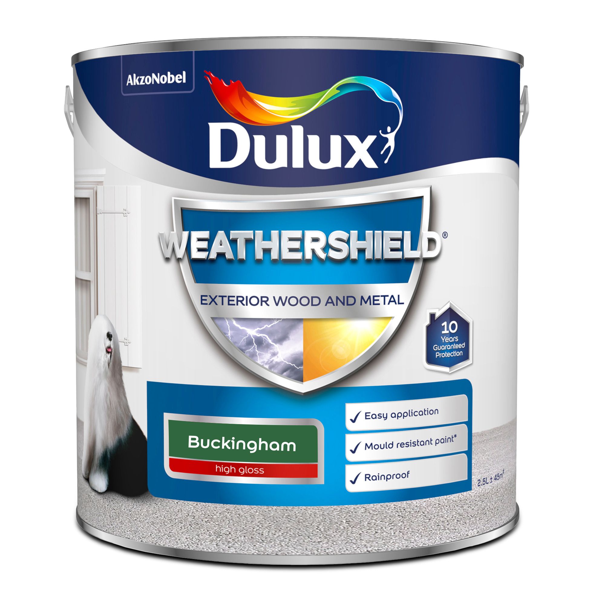 Dulux Weathershield Buckingham green Gloss Exterior Metal & wood paint, 2.5L Tin