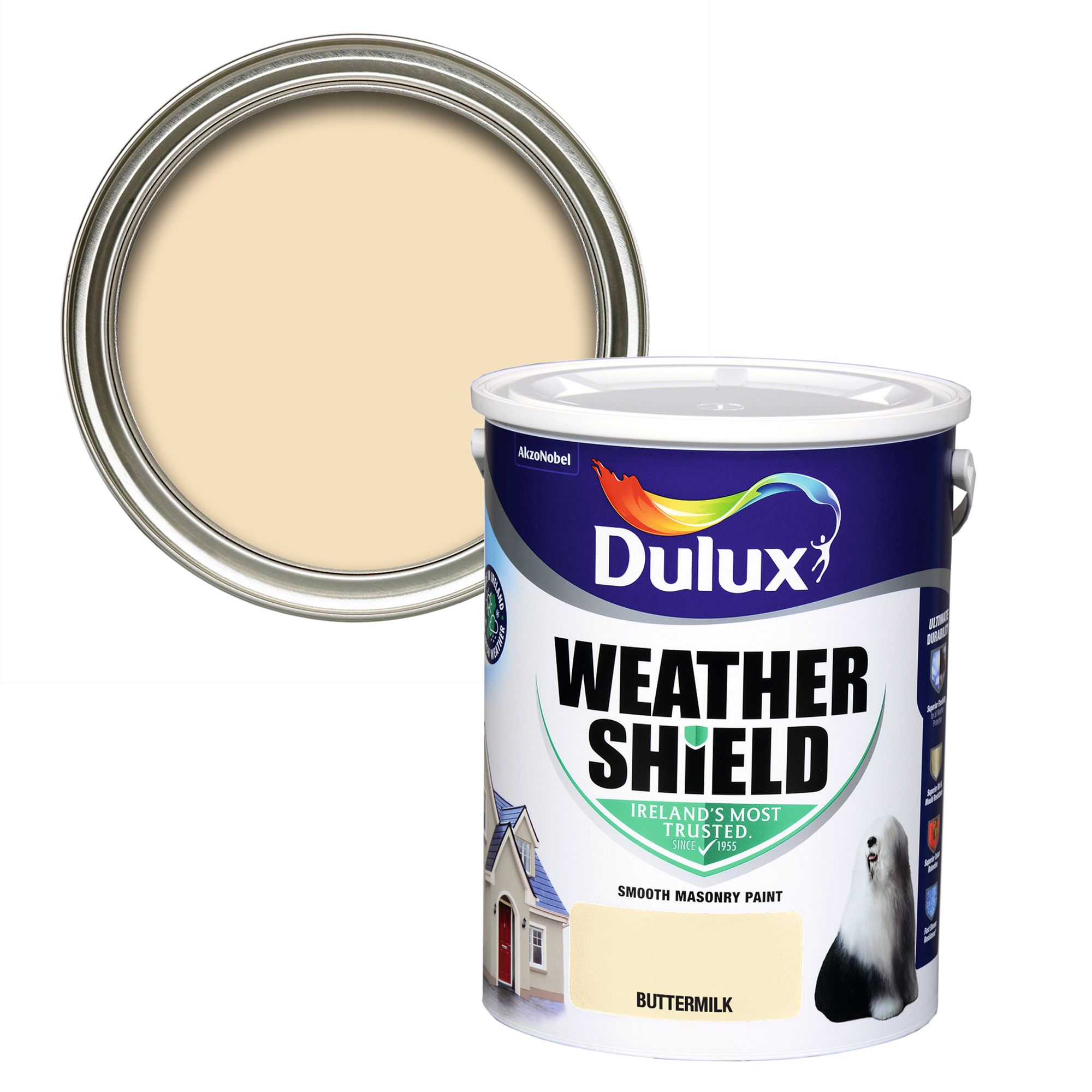 Dulux Weathershield Buttermilk Smooth Masonry paint, 5L Tub
