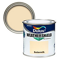 Dulux Weathershield Buttermilk Smooth Super matt Masonry paint, 250ml Tester pot