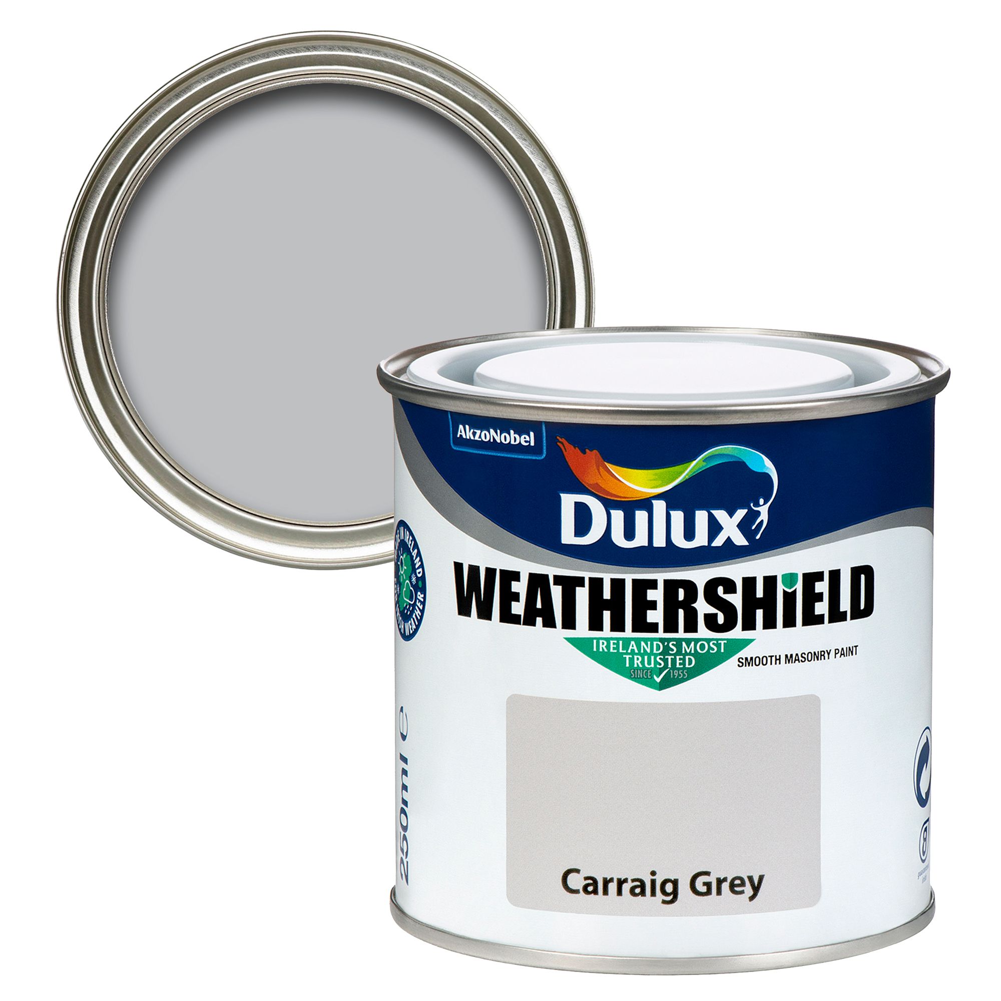 Dulux Weathershield Carraig Grey Smooth Masonry paint, 250ml Tester pot