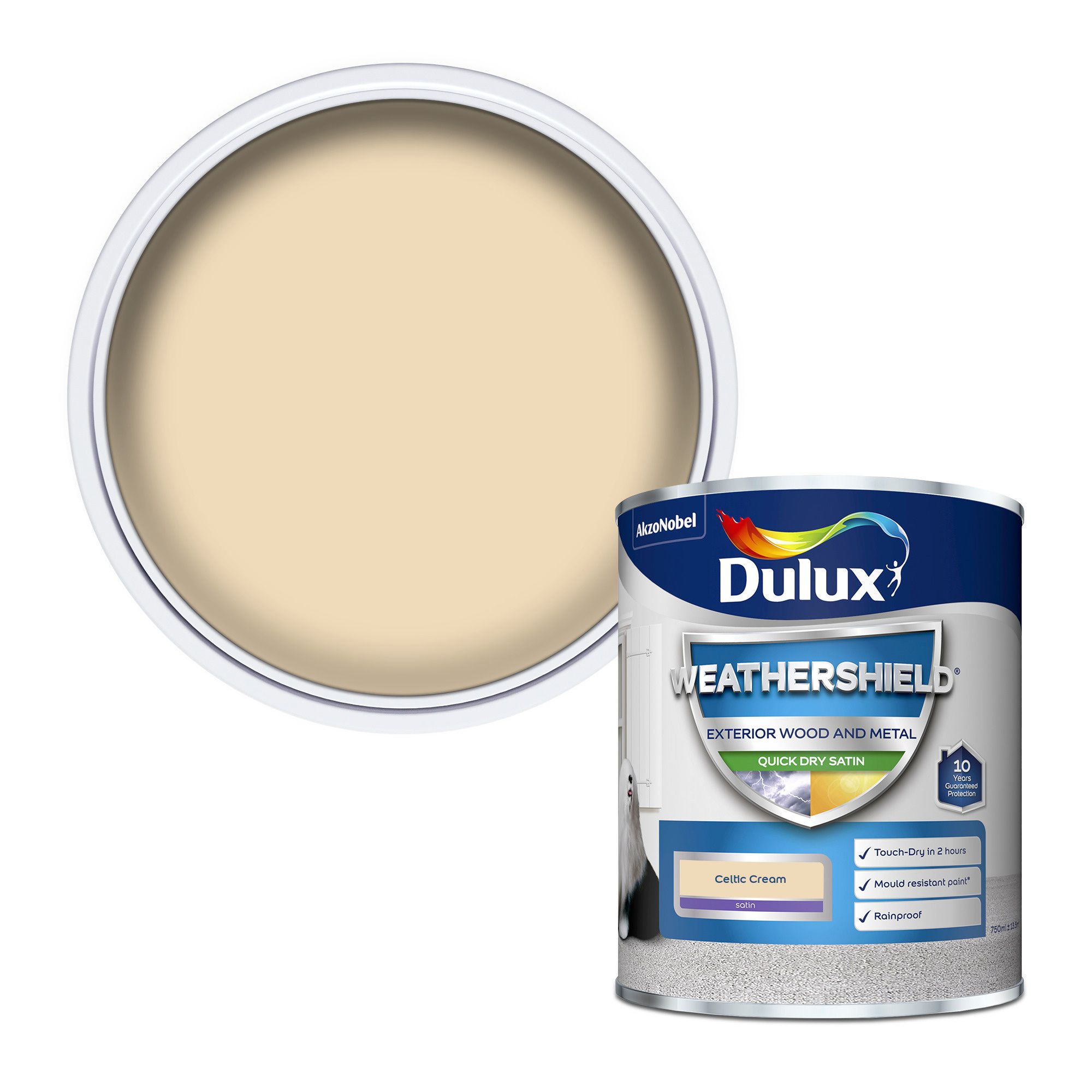 Dulux Weathershield Celtic cream Satinwood Exterior Metal & wood paint, 750ml Tin