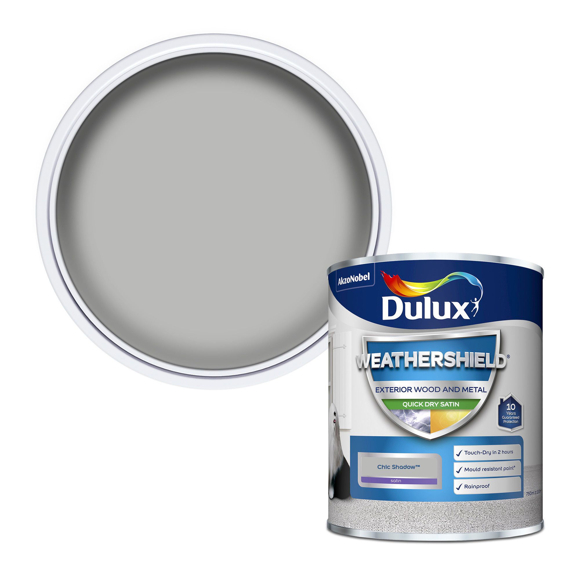 Dulux Weathershield Chic Shadow Satinwood Emulsion Paint, 750ml | DIY ...