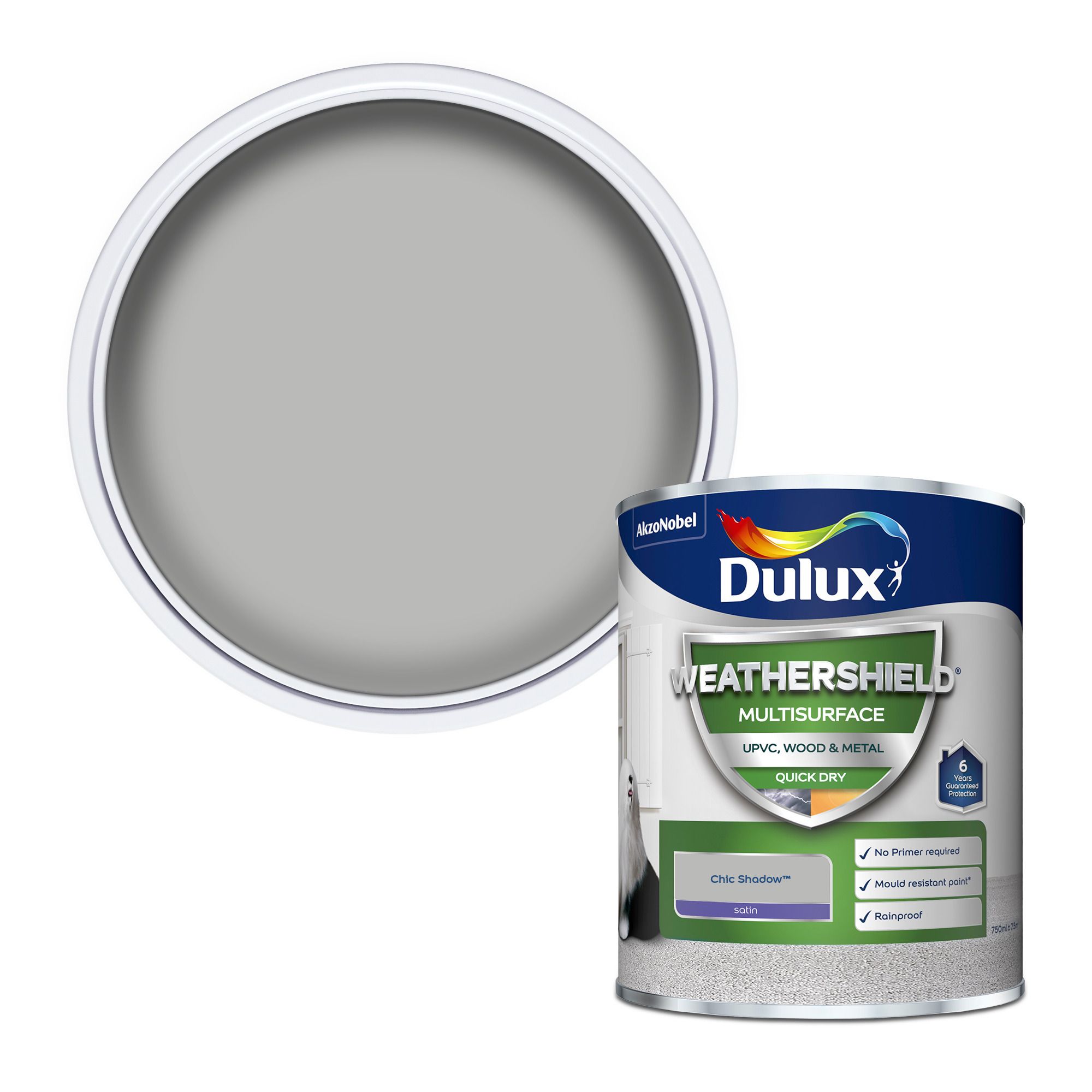 Dulux Weathershield Chic Shadow Satinwood Multi-surface paint, 750ml ...