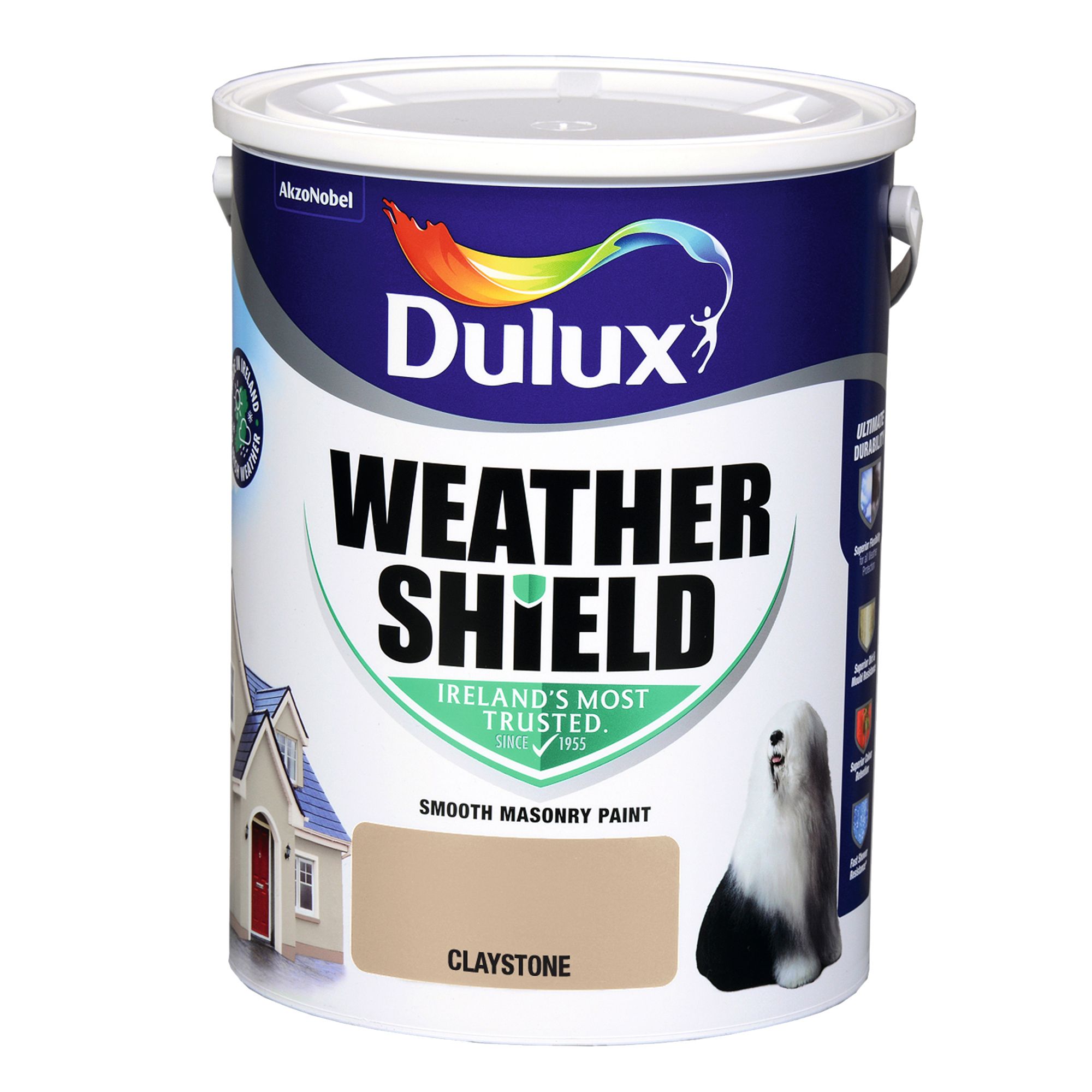 Dulux Weathershield Claystone Smooth Super matt Masonry paint, 5L
