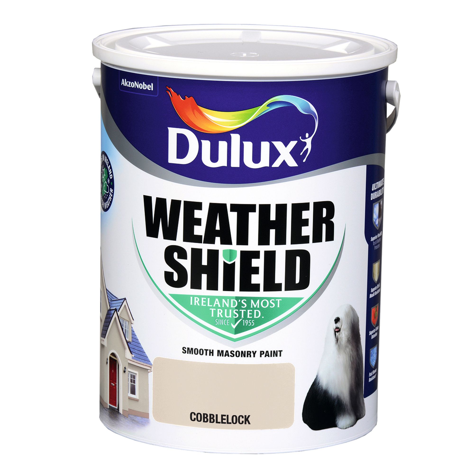 Dulux Weathershield Cobblelock Smooth Super matt Masonry paint, 5L