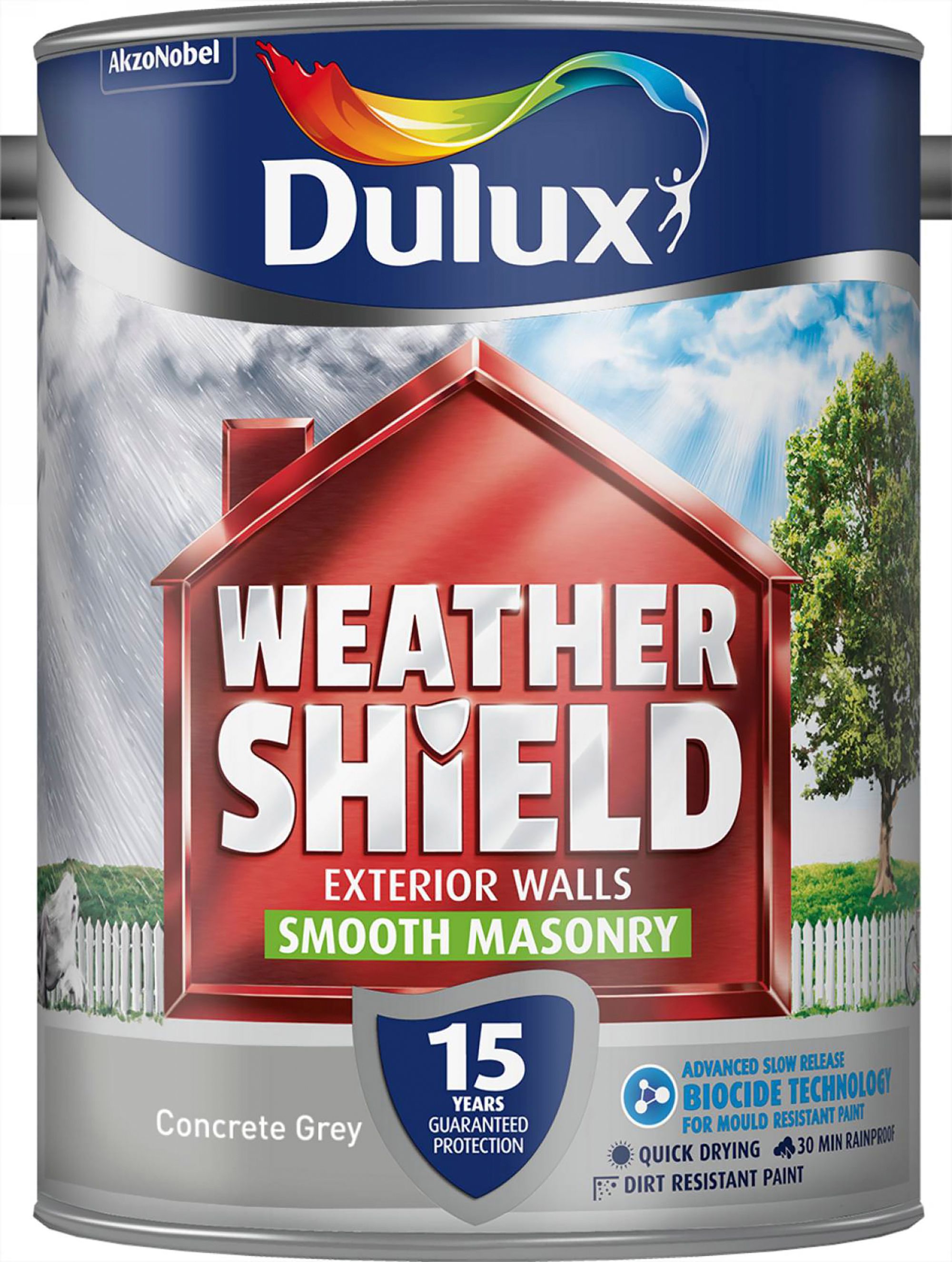 Dulux Weathershield Concrete grey Masonry paint, 5L
