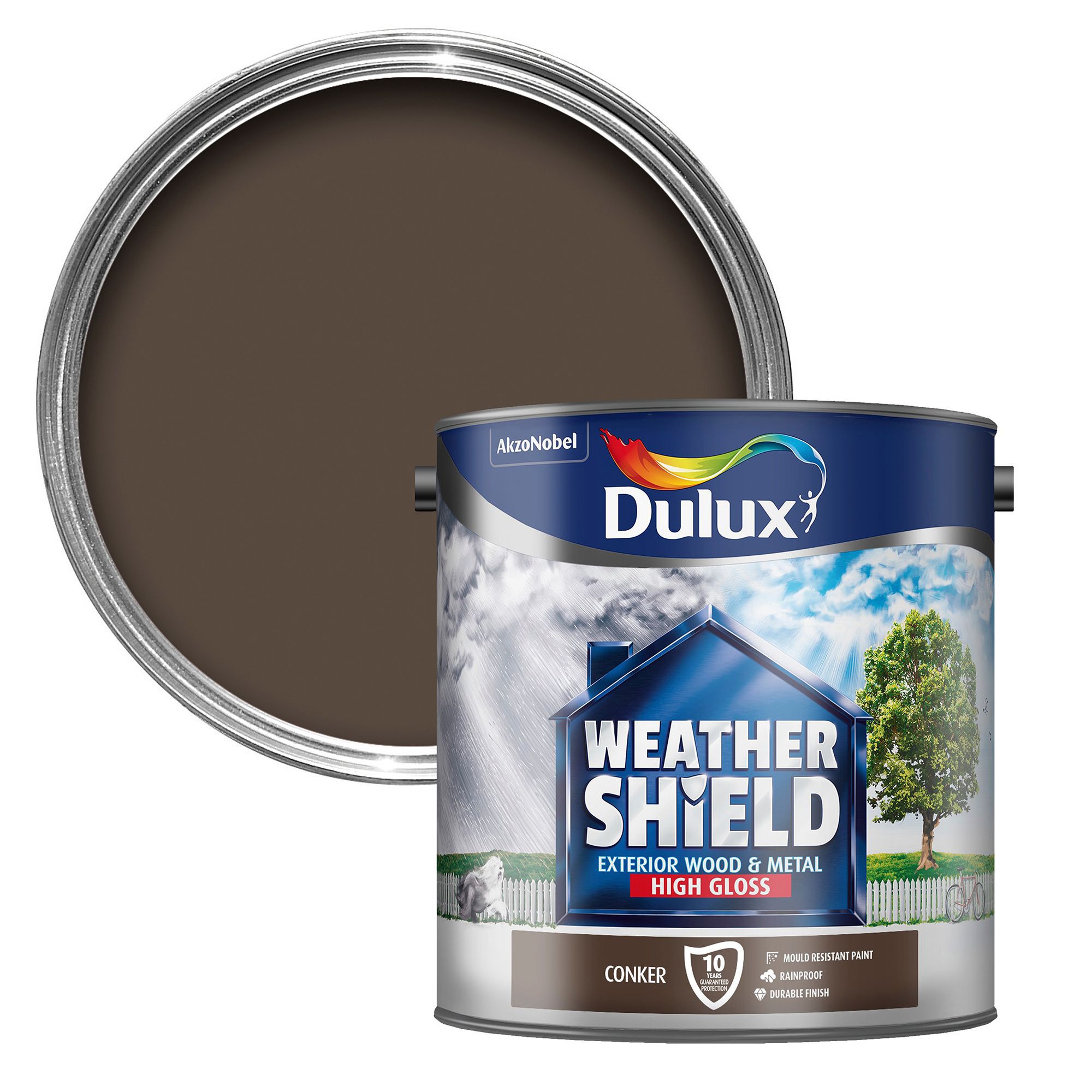 Dulux Weathershield Conker Gloss Exterior Metal & wood paint, 2.5L