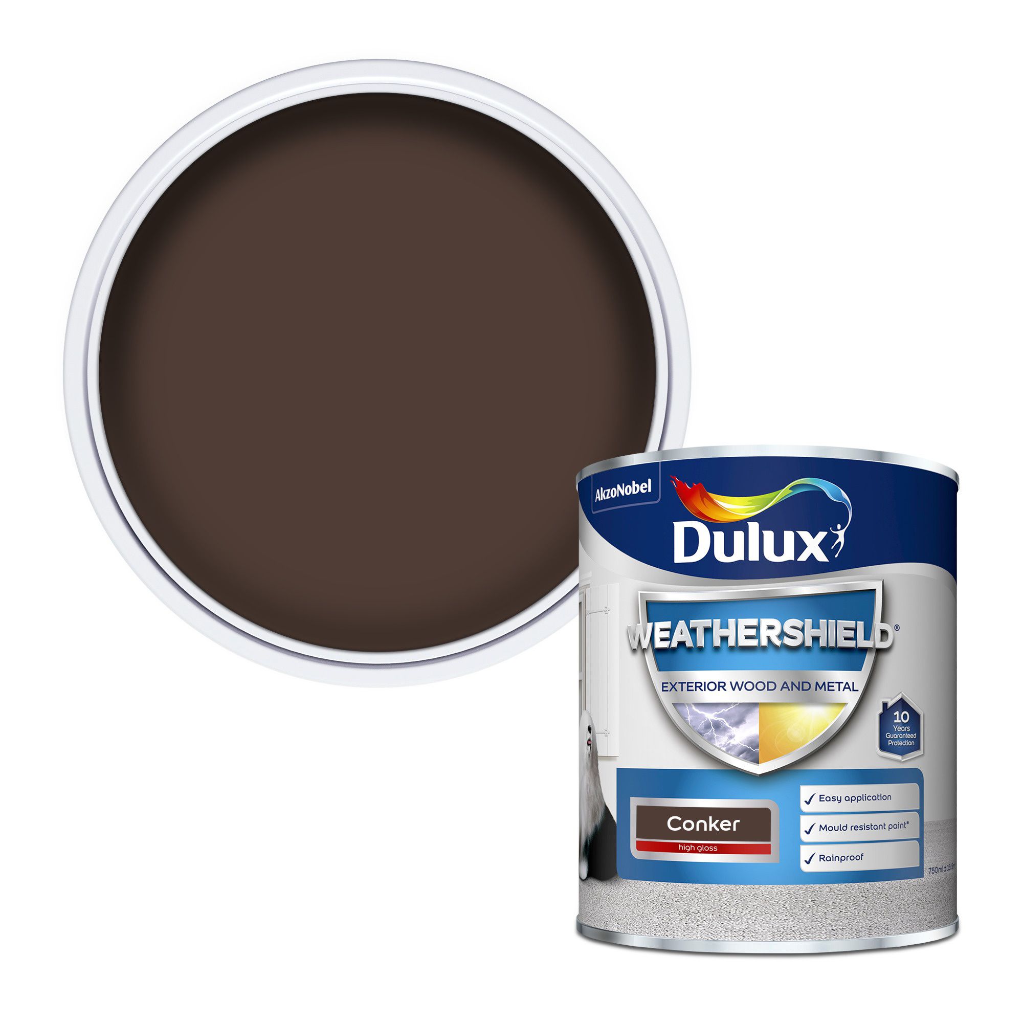 Dulux Weathershield Conker Gloss Exterior Metal & wood paint, 750ml
