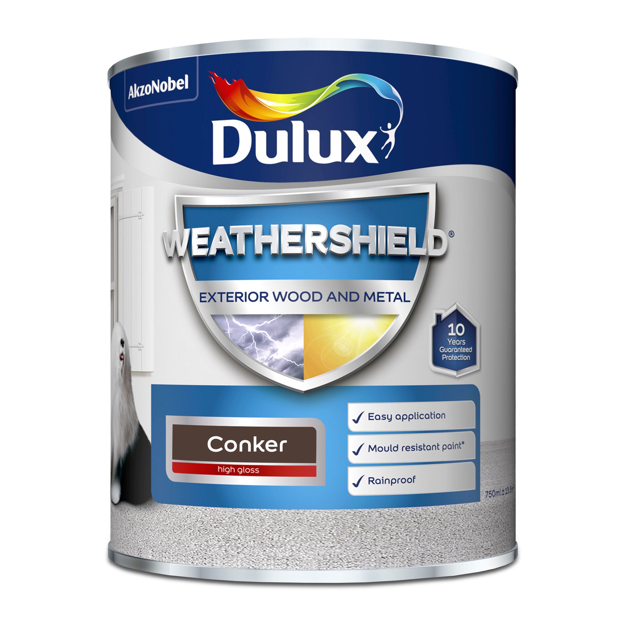 Dulux Weathershield Conker Gloss Exterior Metal & wood paint, 750ml