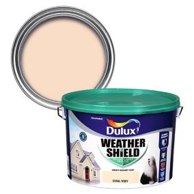 Dulux Weathershield Coral ivory Smooth Super matt Yellow Masonry paint, 10L