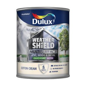Dulux Weathershield Cotton cream Satin Multi-surface paint, 750ml
