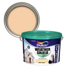 Dulux Weathershield Country cream Smooth Super matt Masonry paint, 10L